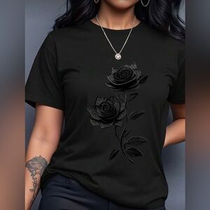 NEW Black Floral Graphic Women's Top